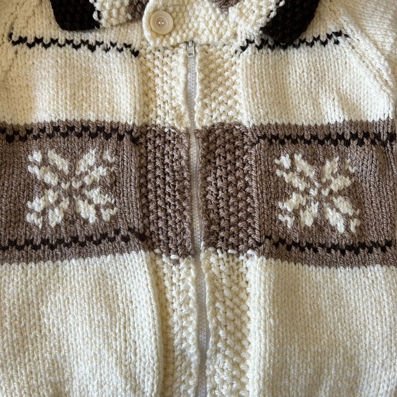 Kids vintage cream handknit fishermen fair isle zip up cardigan size 6 - Picture 8 of 11
